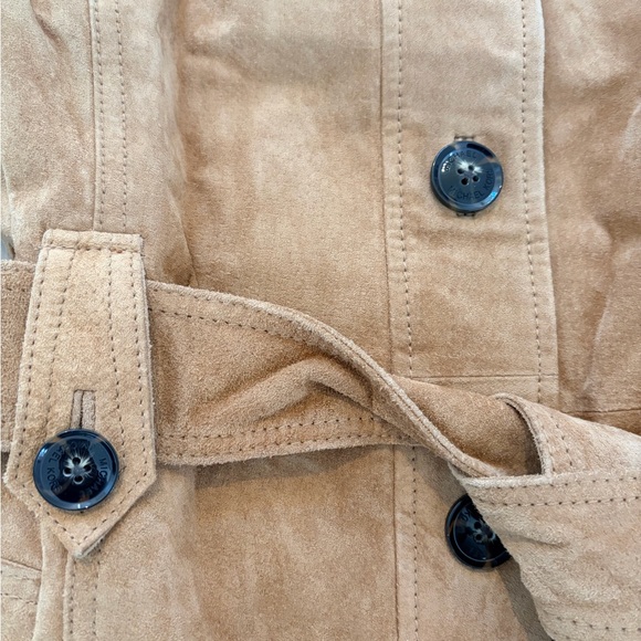 Michael Kors Genuine Suede Cognac Trench Coat - Picture 8 of 10
